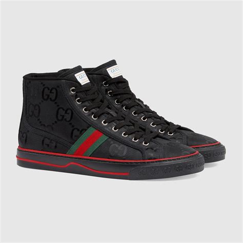 sneaker gucci uomo nere alte|gucci embroidered sneakers.